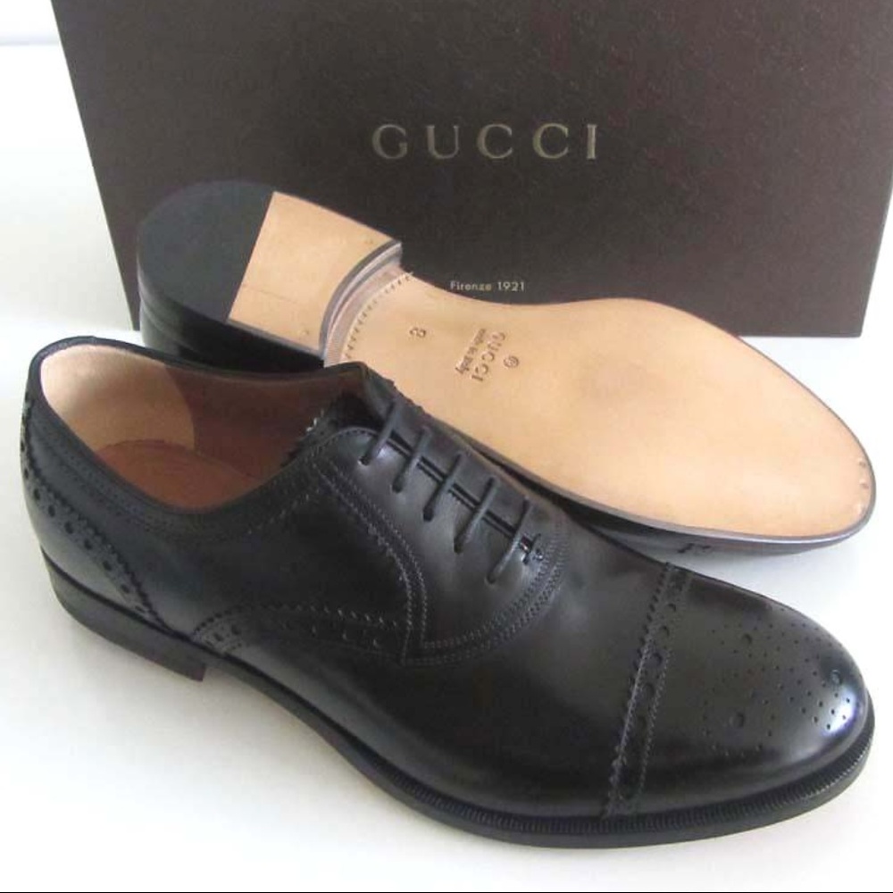 new GUCCI black perforated cap toe shoes 8 / 9 US - Picture 2 of 6